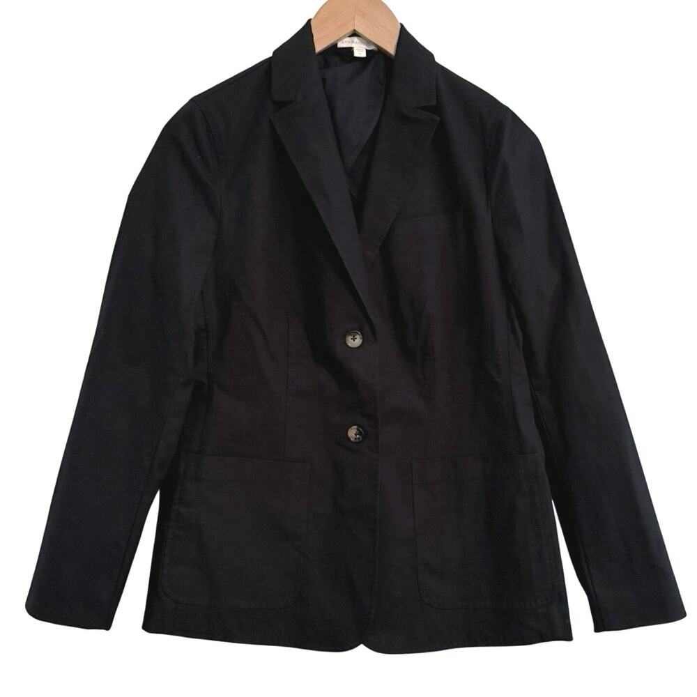 Ann Mashburn Cotton Blend Black Blazer Womens Size 6 Minimalist Quiet Luxury